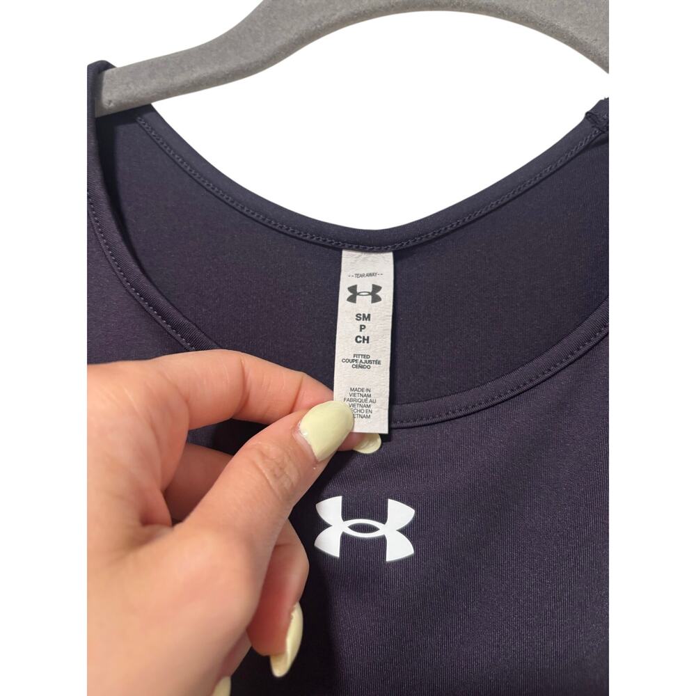 Under Armour Women’s HeatGear Fitted Tank Top Small Purple Sleeveless Athletic - Picture 5 of 7